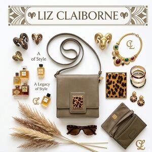 Liz Claiborne Gray Leopard Crossbody Gold Hardware